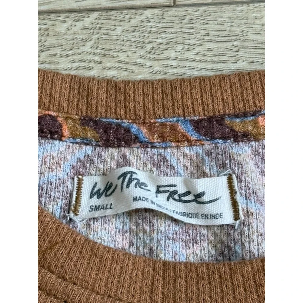 EUC Free People We The Free Geo Bliss Tee printed thermal brown boho size S